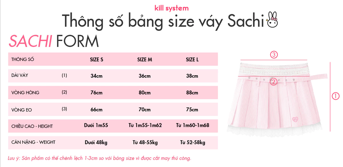 Chân váy ngắn xếp ly kèm belt Sachi KillSystem hai tầng phối viền ren hình thêu trái tim