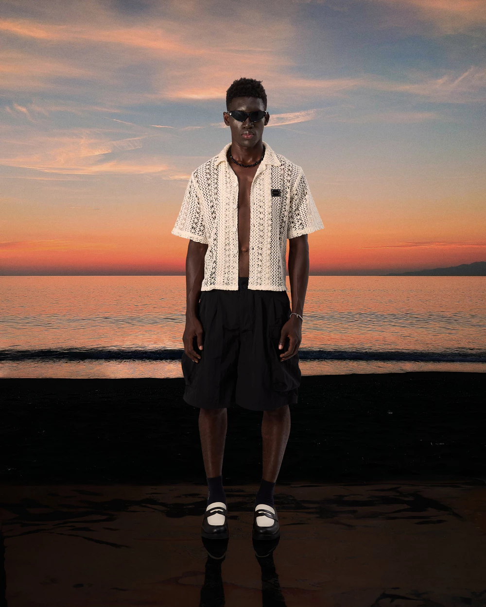 Áo sơ mi tay ngắn vải lưới 4C unisex local brand HUGU - LITTLE GRID form boxy đính tag HUGU