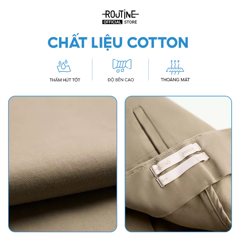 Quần Kaki Nam Premium Ống Ôm Trơn Cotton Form Slim - Routine 10S24PCA002P
