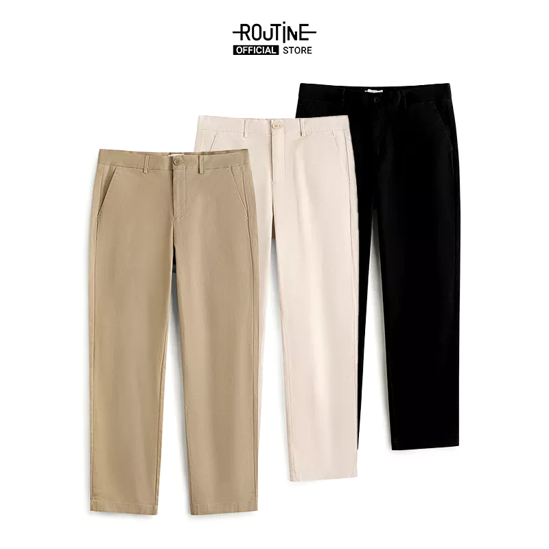 Quần Kaki Nam Premium Ống Ôm Trơn Cotton Form Slim - Routine 10S24PCA002P
