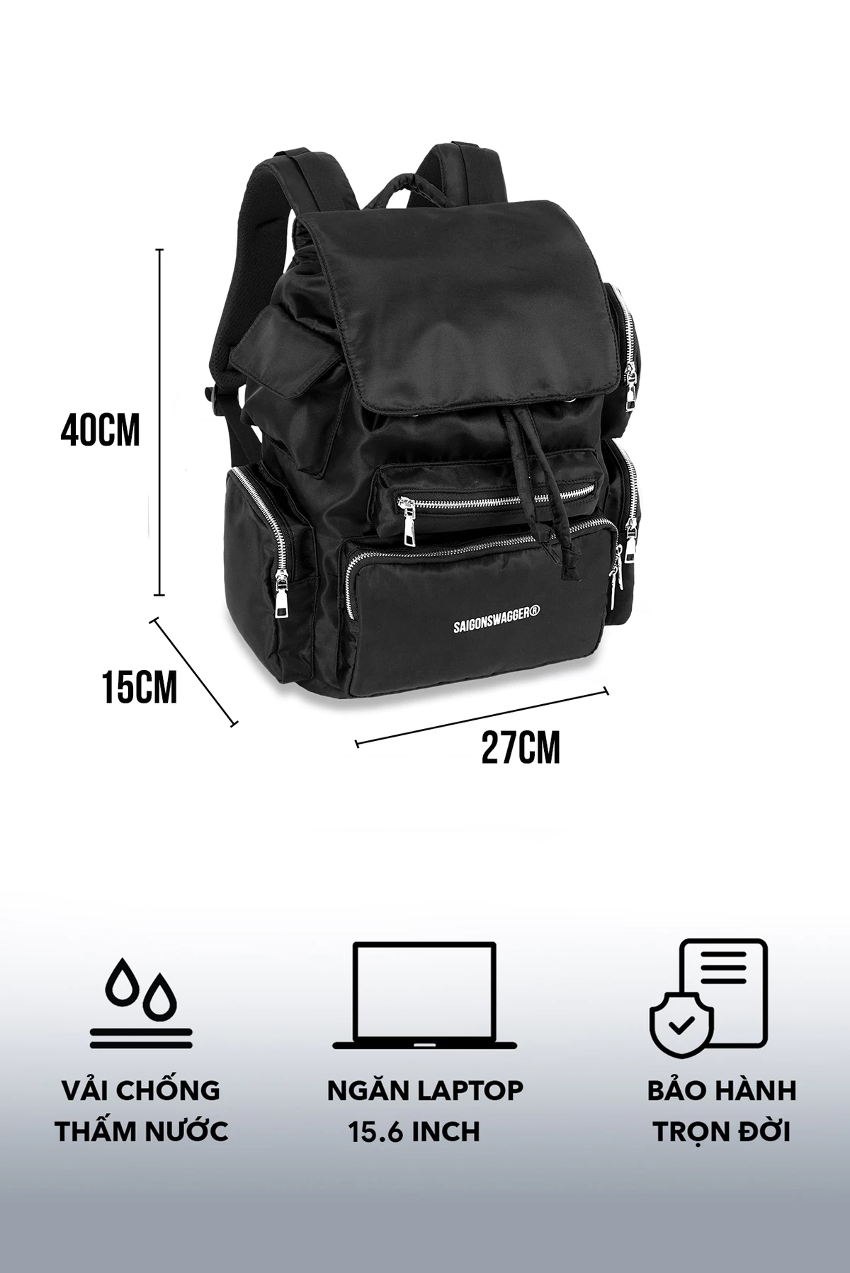 Balo Nam Nữ Đi Học Đi Chơi Thời Trang SAIGONSWAGGER ®  NYLON CARGO BACKPACK Ngăn chống sốc Laptop
