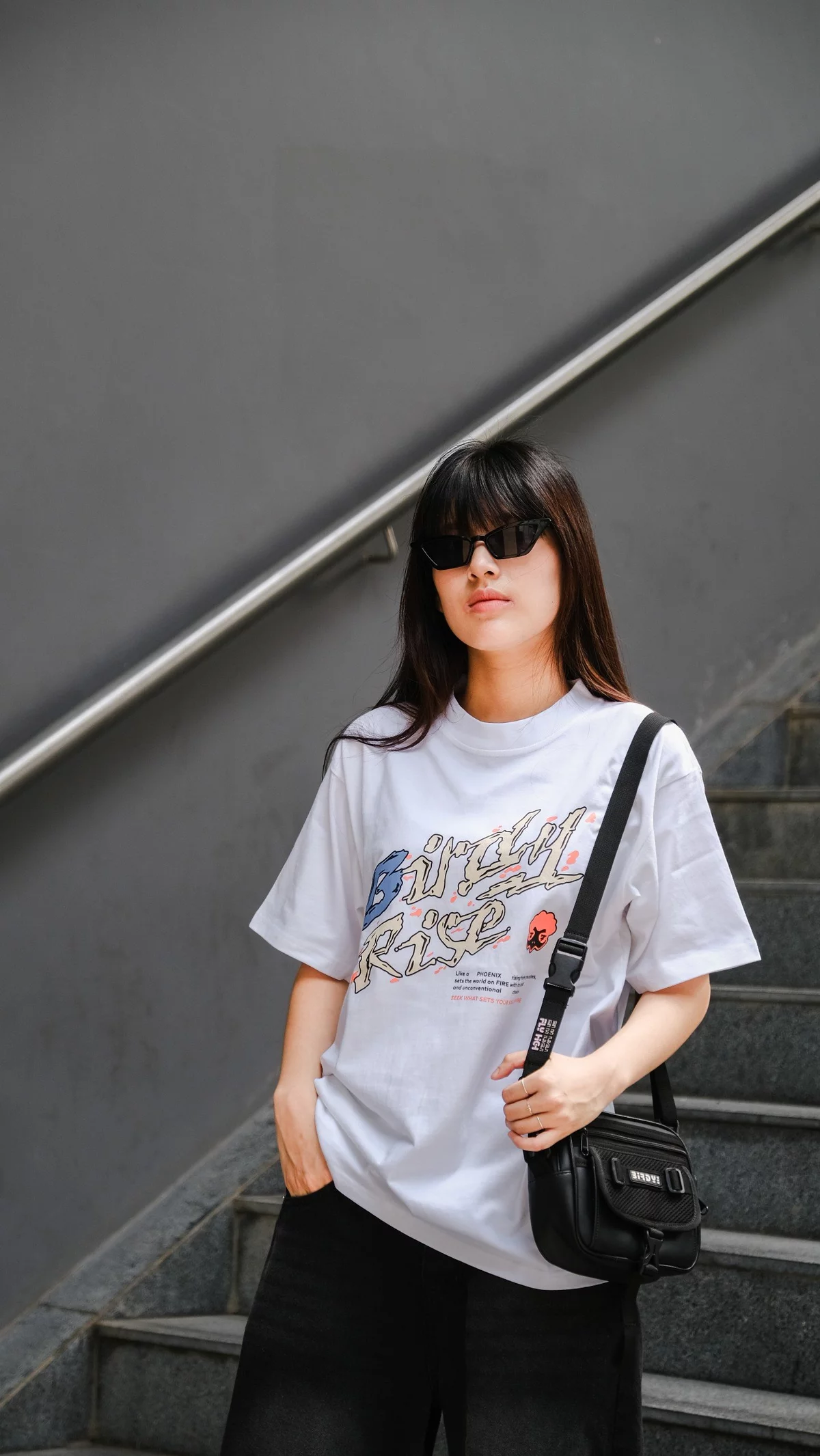 Áo thun unisex, áo thun local brand Birdy - RISE WHITE