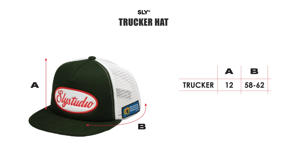 Mũ lưỡi trai SLY Oval Chain Trucker Hat xanh trắng