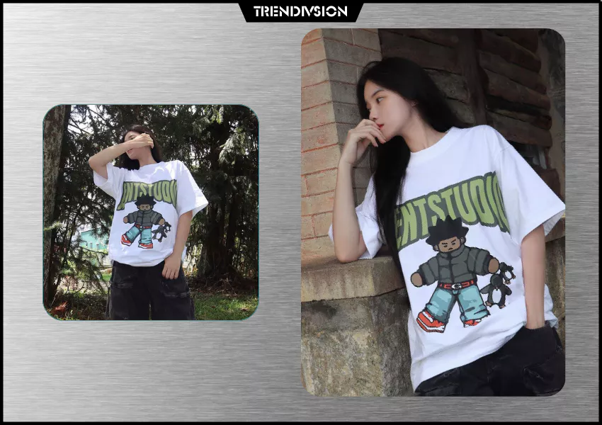 Áo thun Local Brand TRENDIVISION Cotton 100% Unisex Nam Nữ Form Rộng Tay Lỡ Oversize