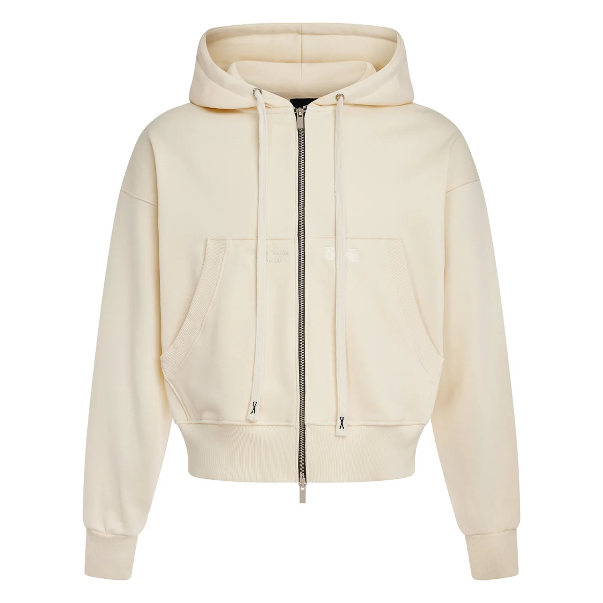 Áo khoác hoodie zip form boxy unisex thêu logo HUGU - BASIC BOXY ZIP HOODIE - khóa zip, vải chân cua