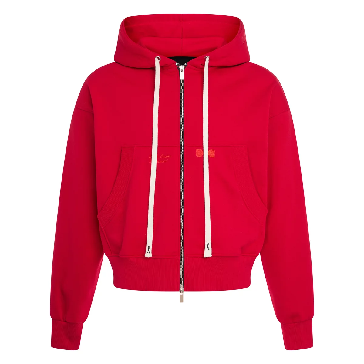 Áo khoác hoodie zip form boxy unisex thêu logo HUGU - BASIC BOXY ZIP HOODIE - khóa zip, vải chân cua