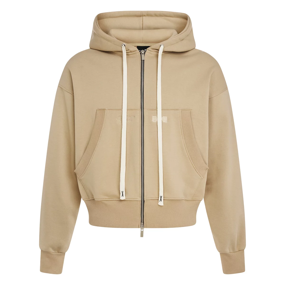 Áo khoác hoodie zip form boxy unisex thêu logo HUGU - BASIC BOXY ZIP HOODIE - khóa zip, vải chân cua