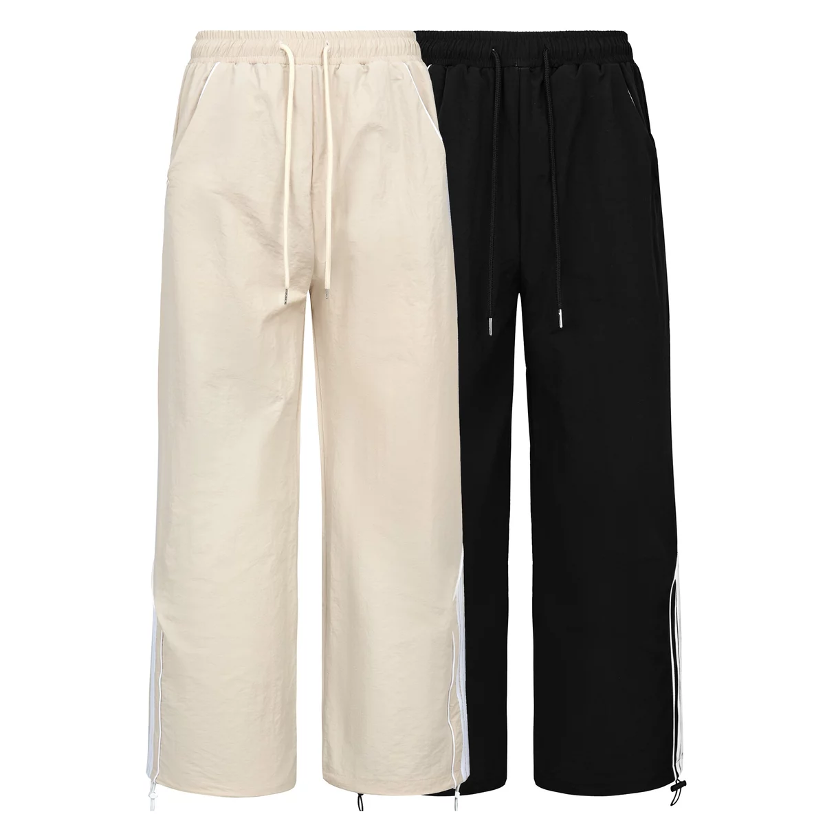 Quần dù dài màu đen, be, form ống suông dài, đường kẻ nổi bật, đơn giản, unisex local brand HUGU - ALESTER