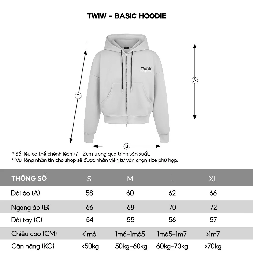 Áo khoác hoodie zip unisex logo nổi THATSWHATIWANTxHUGU - TWIW BASIC HOODIE - Áo khoác form boxy, logo nổi, khóa zip