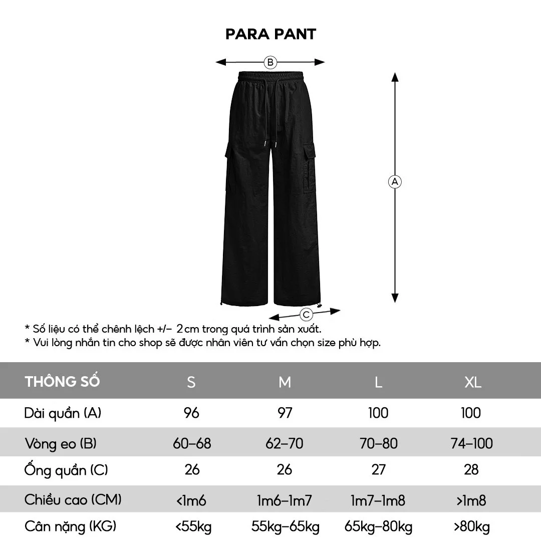Quần dài vải dù nhăn dày, form ống suông HUGUxTHATSWHATIWANT - TWIW PARA PANTS - quần dù nhăn, phong cách thể thao