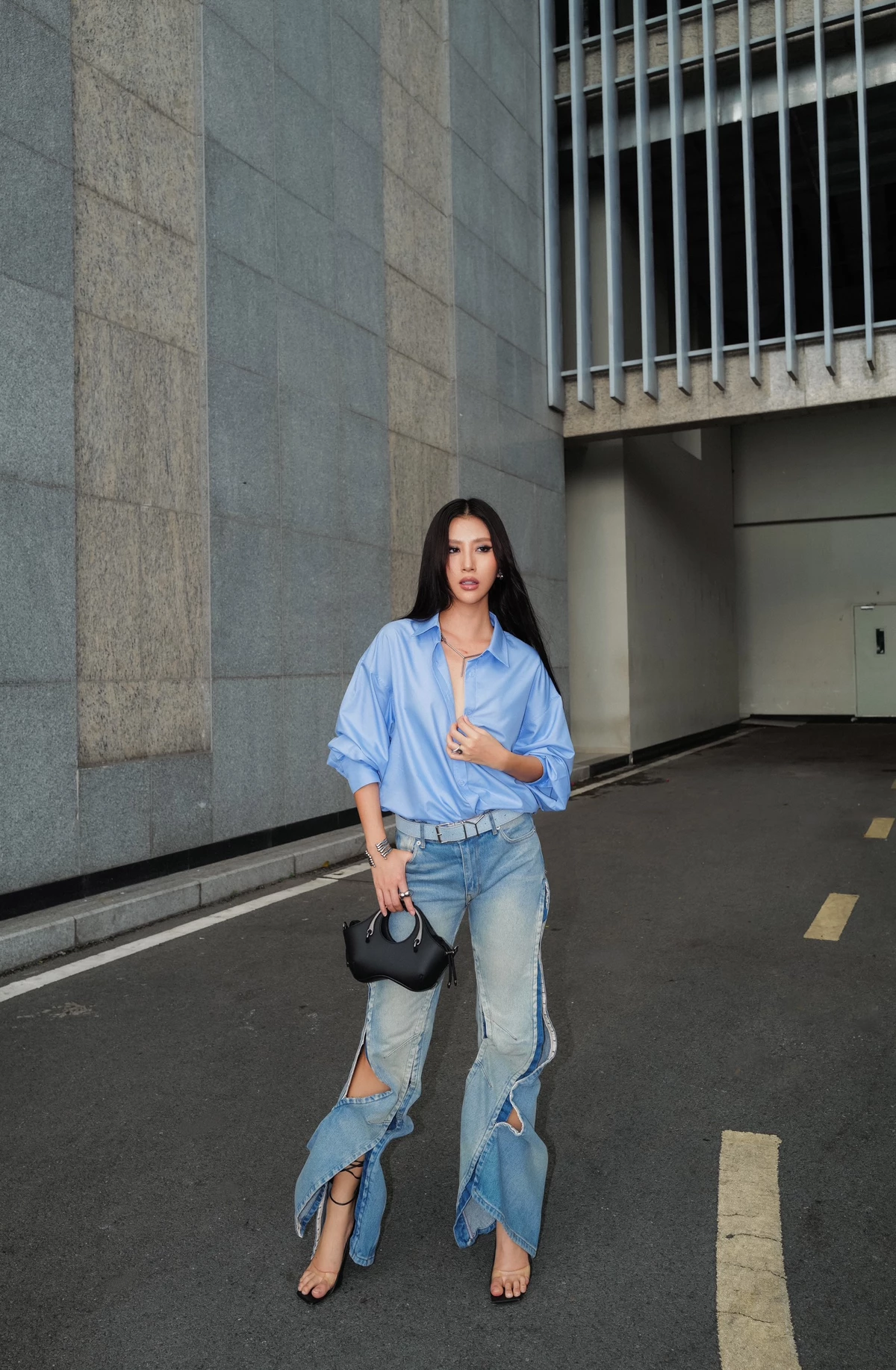 Áo sơ mi Clean Oversized Shirt MONO TALK (xanh da trời) vải poplin hạn chế nhăn, mềm mát T10012FT