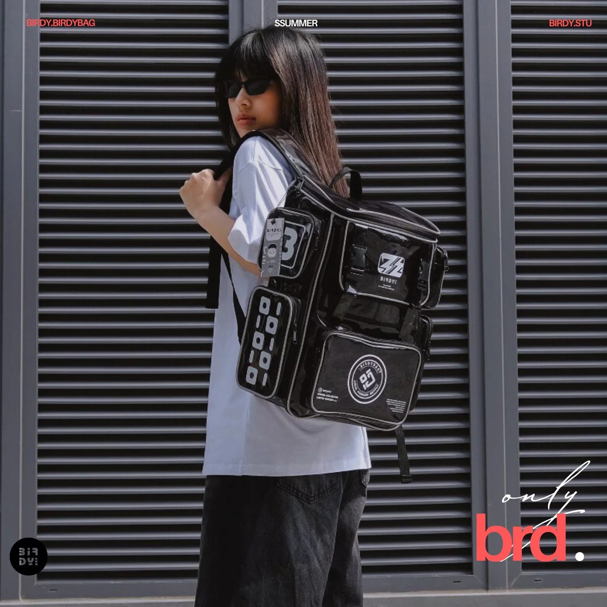 Balo đi học nữ màu đen Birdybag Plastic Venom đựng laptop 14inches backpack