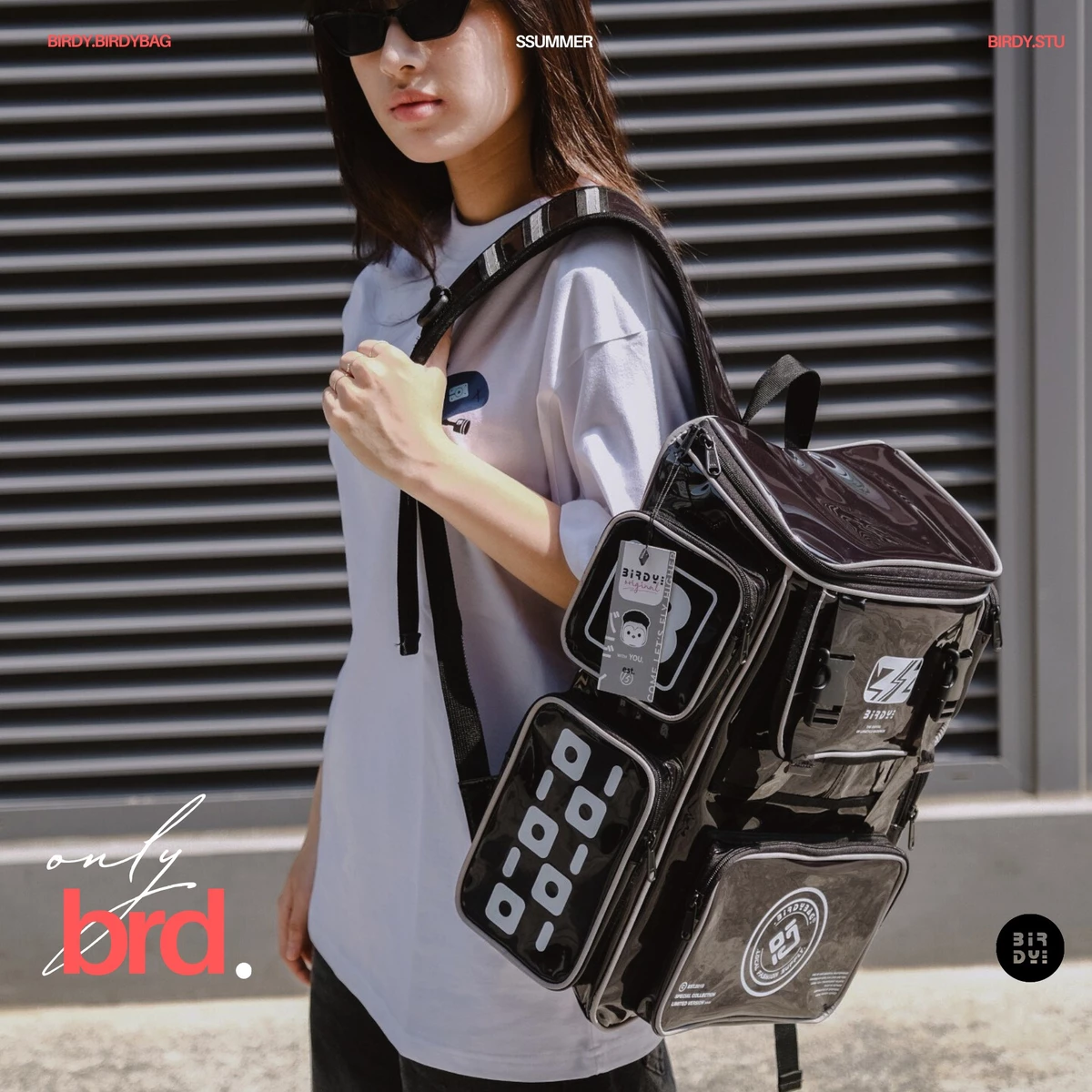 Balo đi học nữ màu đen Birdybag Plastic Venom đựng laptop 14inches backpack
