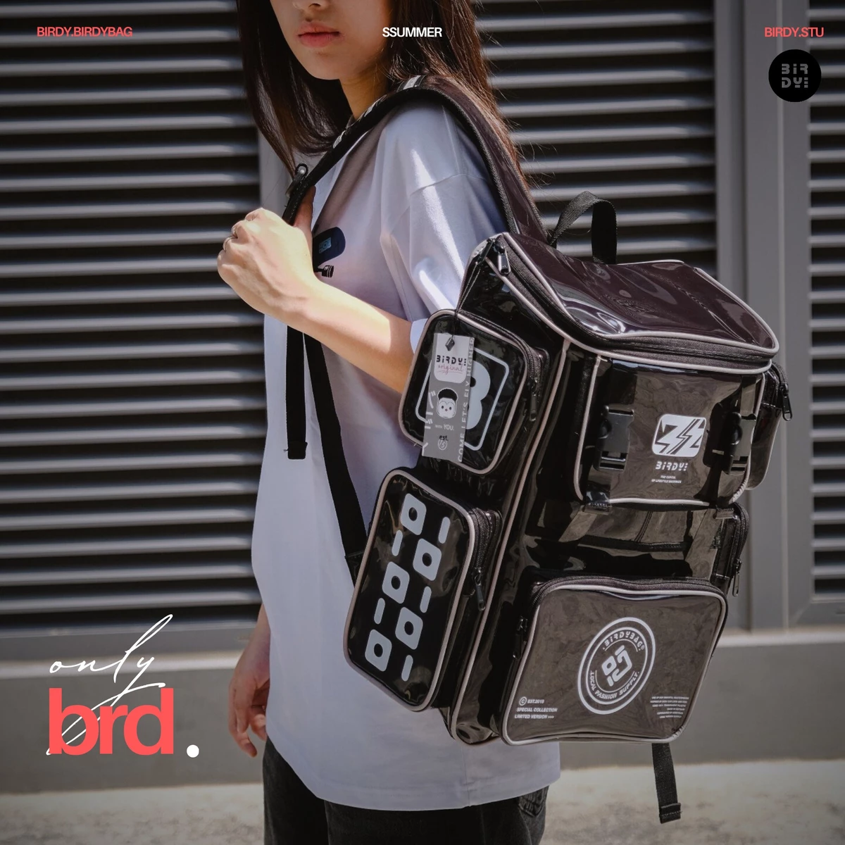 Balo đi học nữ màu đen Birdybag Plastic Venom đựng laptop 14inches backpack