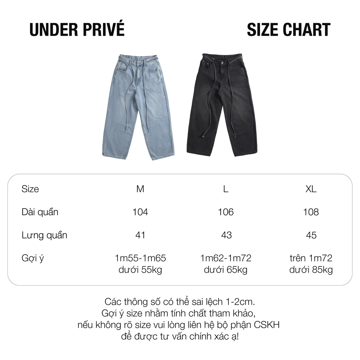 UNDER BAGGY JEANS - Quần Wash Jean Unisex Form Ống Rộng - ULP005