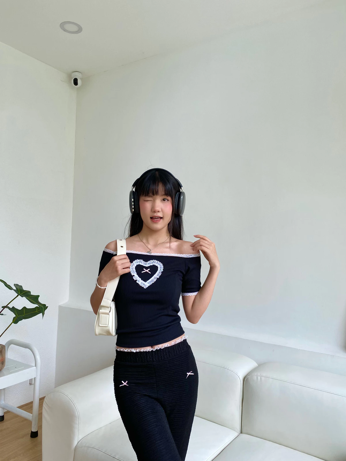 Áo body nữ kiểu Trễ vai đính nơ form ôm body tôn dáng FFCLUB mix