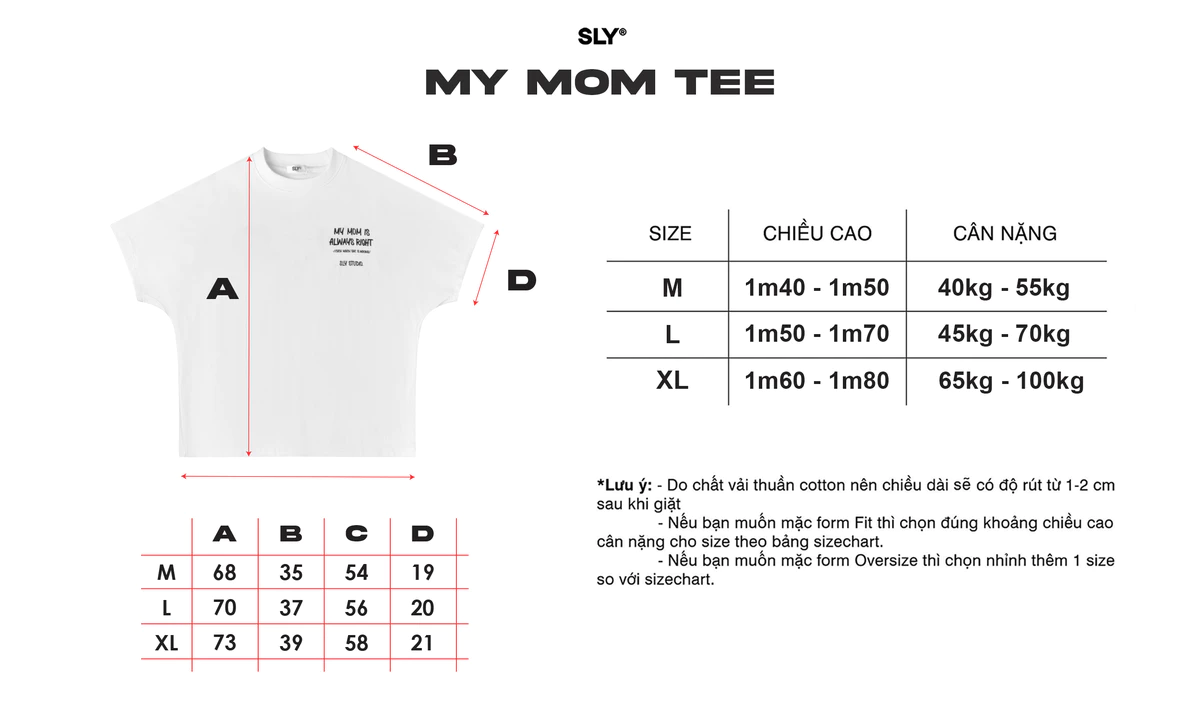 Áo thun form cánh dơi SLY MYMOM Tee màu trắng