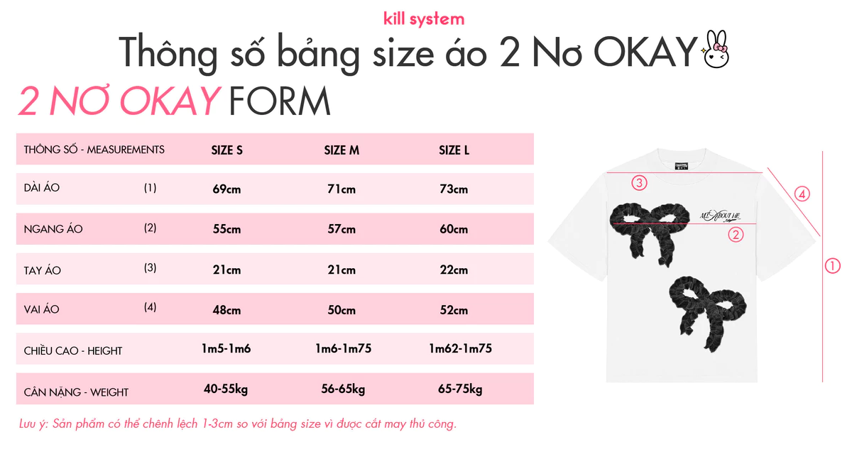 Áo thun Nơ OKAY Killsystem oversize hình nơ nổi may nhún chất cotton