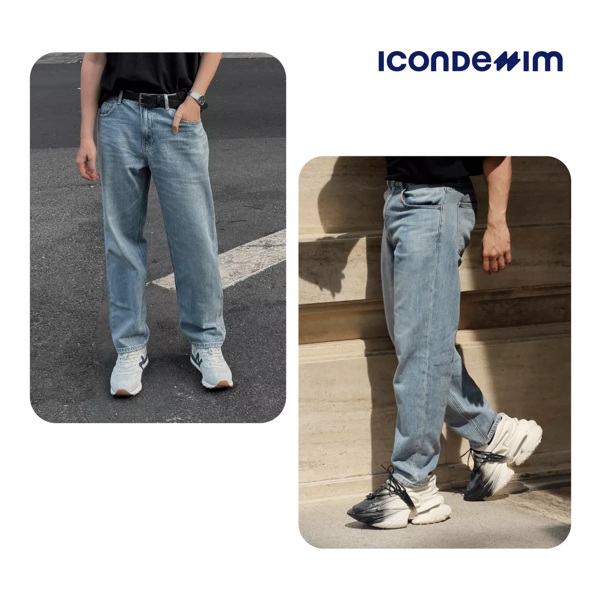 Quần jeans nam ICONDENIM, quần bò ống đứng, dáng suông, công nghệ Lightweight siêu nhẹ, chống nhăn tốt ICON105