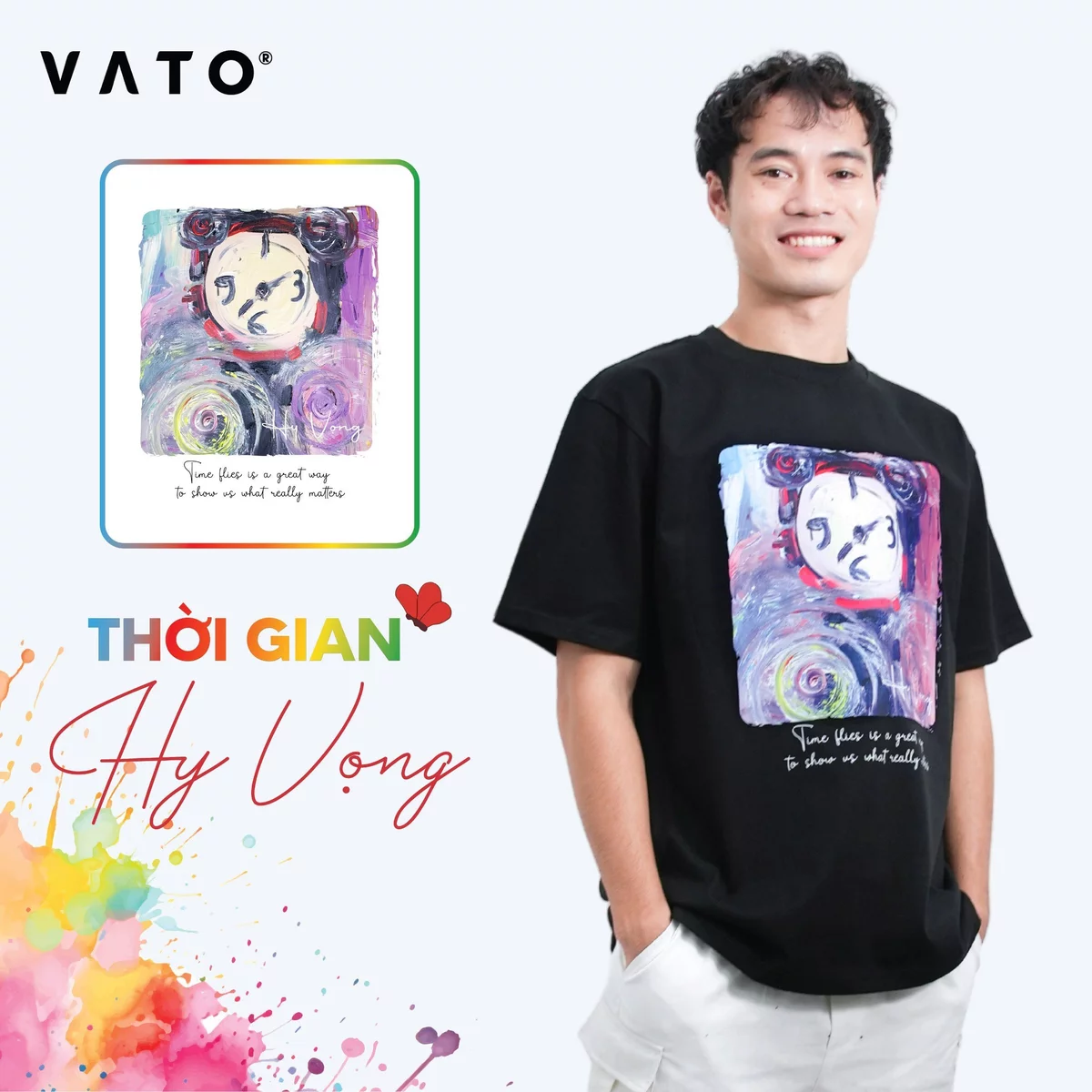 Hy Vọng - Thời Gian - Áo thun nam, nữ in tranh - Áo thun unisex cotton siêu thoáng mát