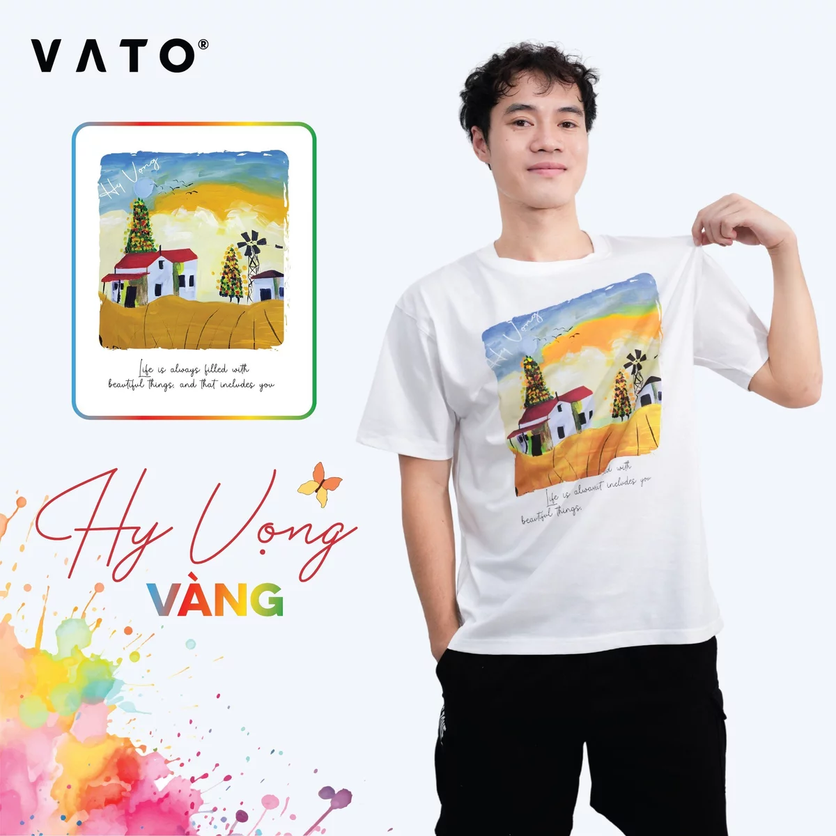 Hy Vọng Vàng - Áo thun nam, nữ in tranh - Áo thun unisex cotton siêu thoáng mát