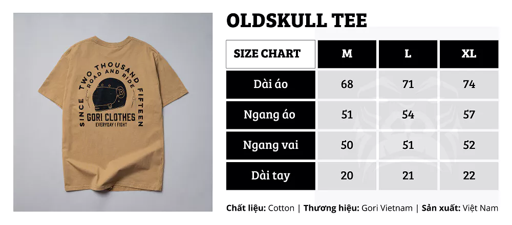 Áo Thun Oldskull Gori Form Boxy SERVICE 100% vải sợi cotton tự nhiên thoáng mát