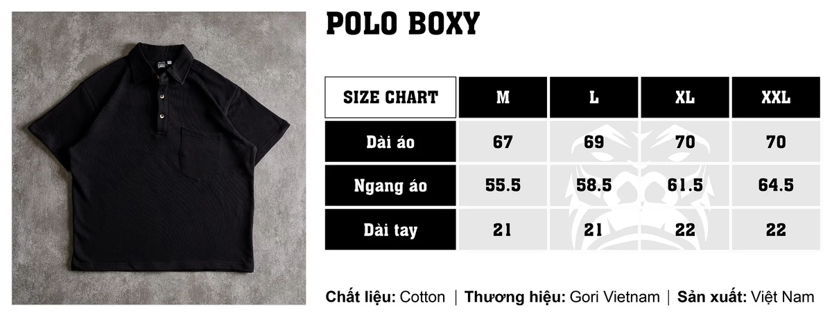 Áo Polo Nam Classic Gori Form Boxy Chất Liệu Cotton 100% Cao Cấp