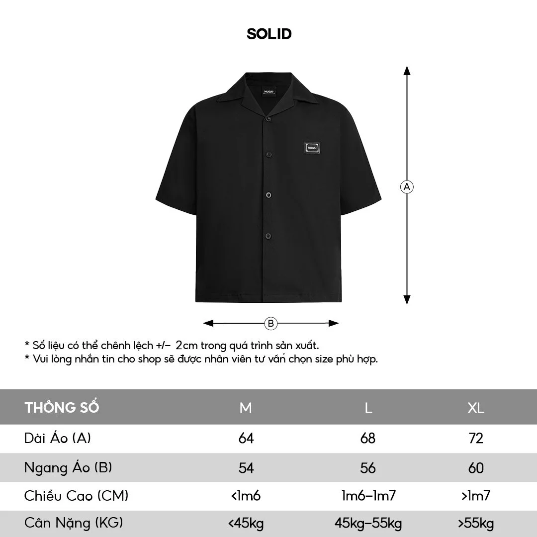 Áo sơ mi tay ngắn kaki dẻo, form boxy, thoáng mát, unisex basic HUGU Solid Shirt