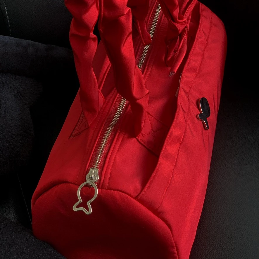 Túi đeo vai kẹp nách nữ DKMV màu đỏ, đen dáng hộp rút dây đáng yêu Mì Gối Bag l K-B44