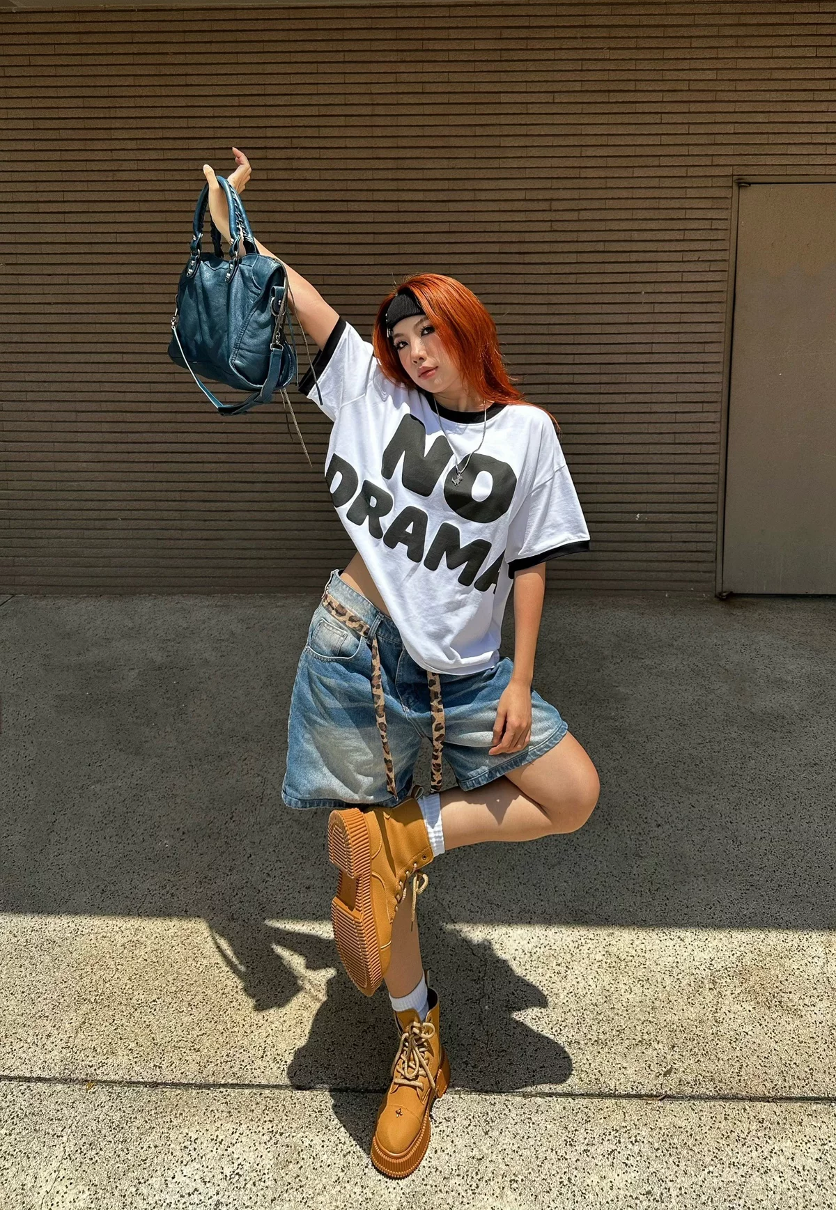 Áo thun bo cổ tròn màu trắng, đen,... form boxy, unisex local brand HUGU - NO DRAMA - hình in nổi, rộng rãi
