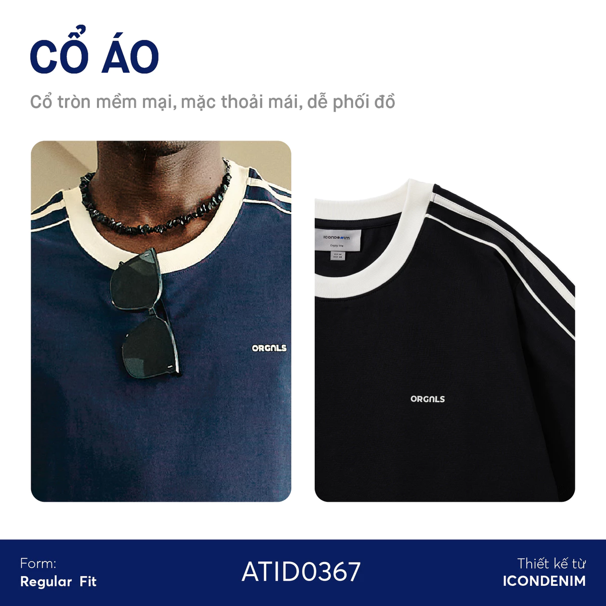 Áo Thun Nam ICONDENIM Họa Tiết Phối Viền Orgnls Take A Move Form Regular ATID0367