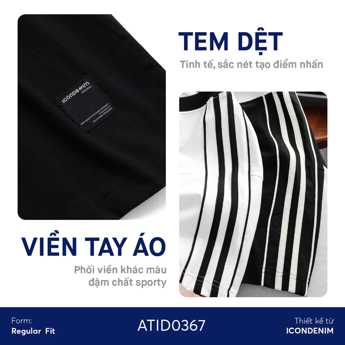 Áo Thun Nam ICONDENIM Họa Tiết Phối Viền Orgnls Take A Move Form Regular ATID0367