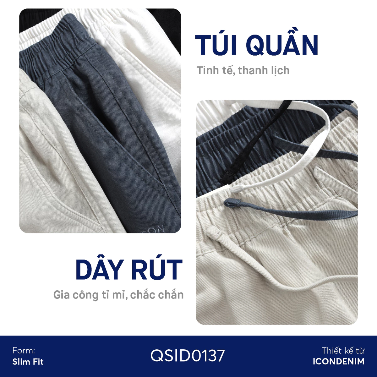 Quần Short Kaki Nam Lưng Thun ICONDENIM Fabric Thoáng Mát Trẻ Trung QSID0137
