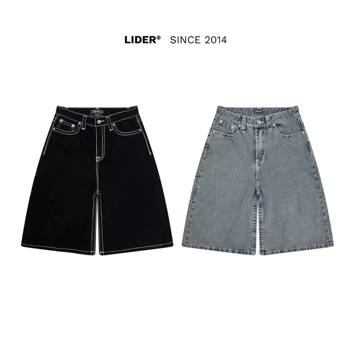Quần Jeans Ngắn Ống Rộng Thêu Chữ L Túi Sau LIDER CARPENTER DENIM SHORTS