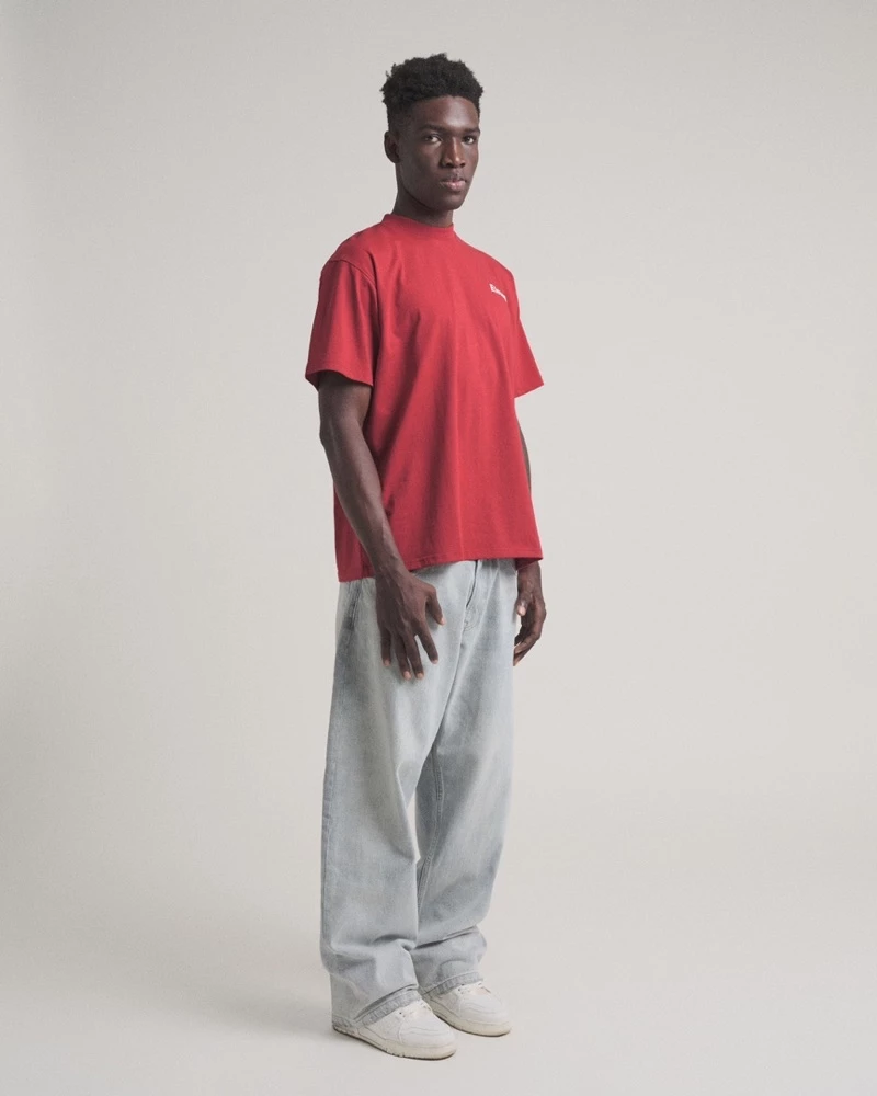 Eleven - Áo thun unisex nam nữ in lụa MEANS màu Đỏ Đô