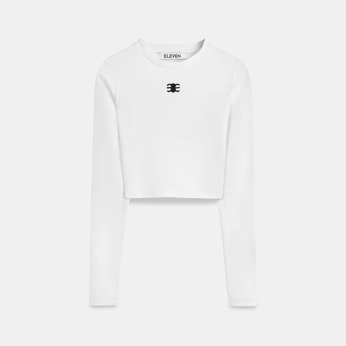 Eleven - Áo Crop Top Tay Dài Thêu Mono | Màu Trắng