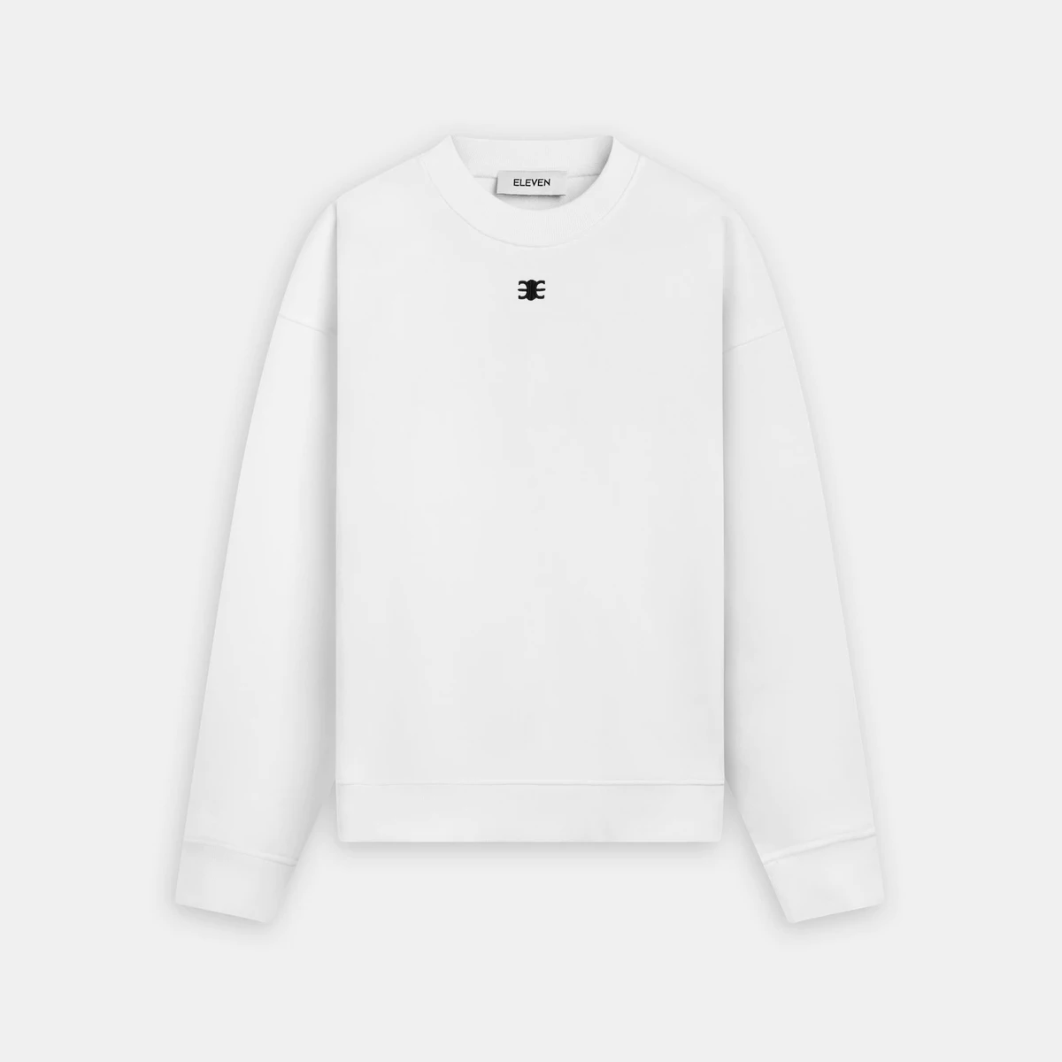 Eleven - Áo Sweater Nỉ Unisex Nam Nữ Cổ Tròn Thêu Mono | Màu Trắng