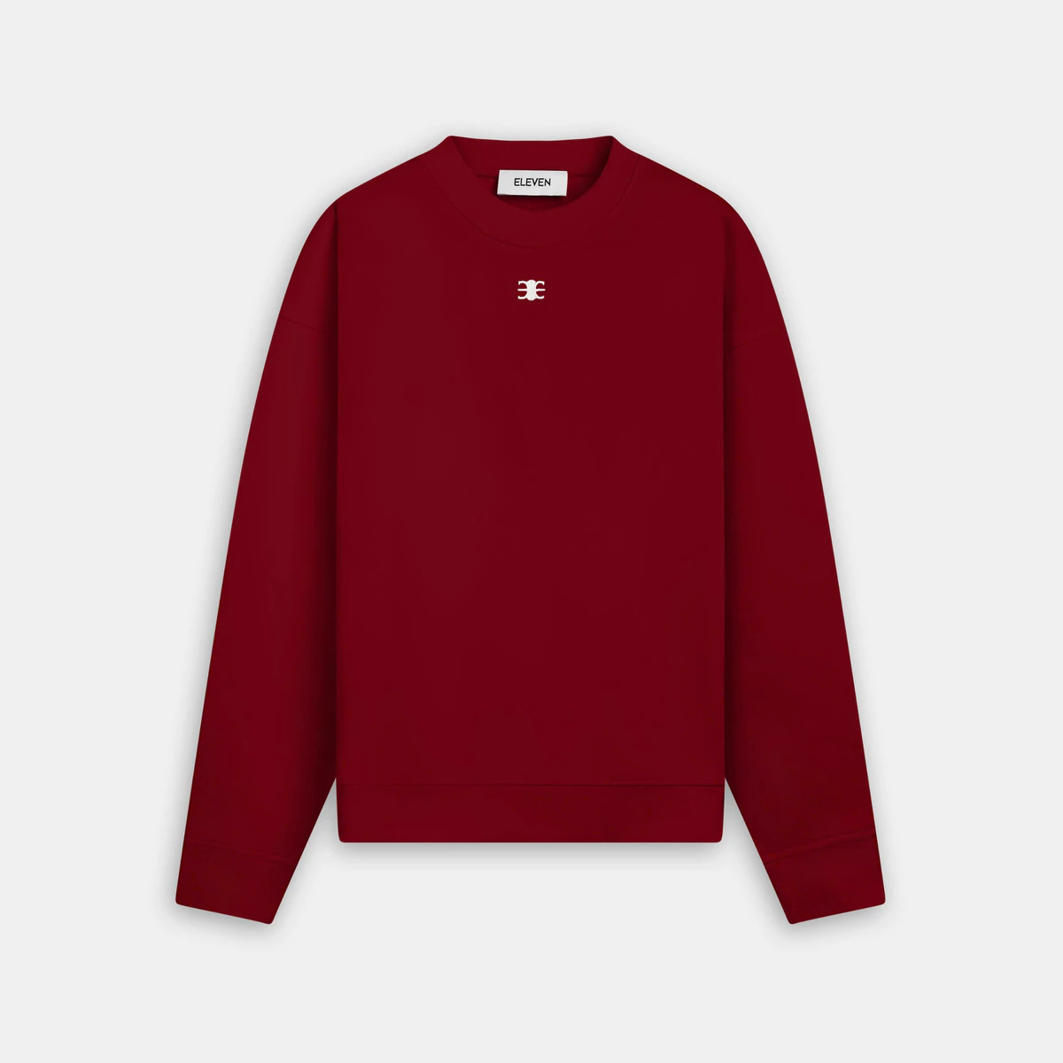Eleven - Áo Sweater Nỉ Unisex Nam Nữ Cổ Tròn Thêu Mono | Màu Đỏ