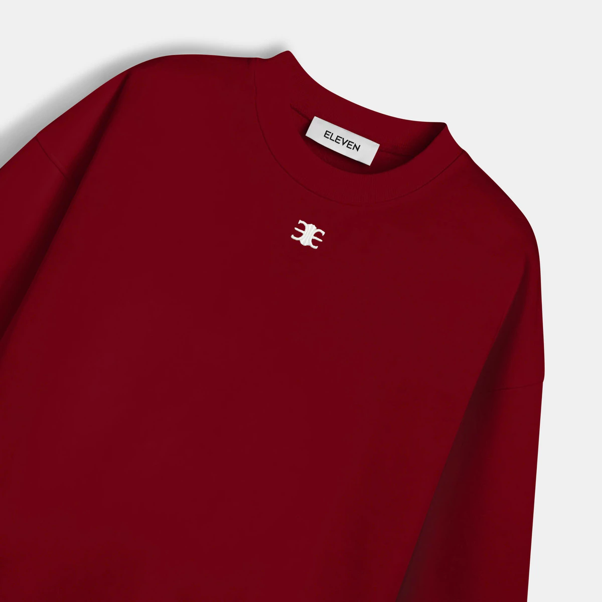 Eleven - Áo Sweater Nỉ Unisex Nam Nữ Cổ Tròn Thêu Mono | Màu Đỏ