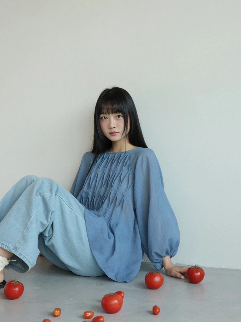 Áo babydoll xếp gợn sóng | 𝐒𝐎𝐌𝐒 | 𝐃𝐫𝐚𝐥𝐢𝐧 𝐓𝐨𝐩
