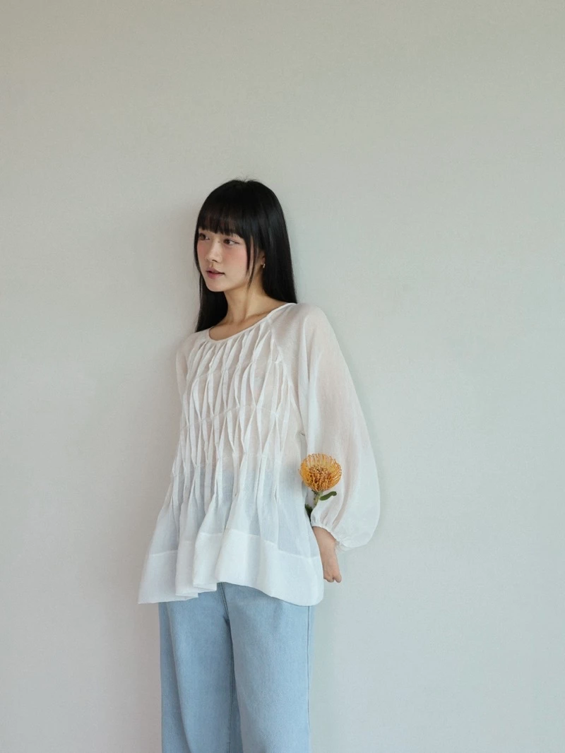 Áo babydoll xếp gợn sóng | 𝐒𝐎𝐌𝐒 | 𝐃𝐫𝐚𝐥𝐢𝐧 𝐓𝐨𝐩