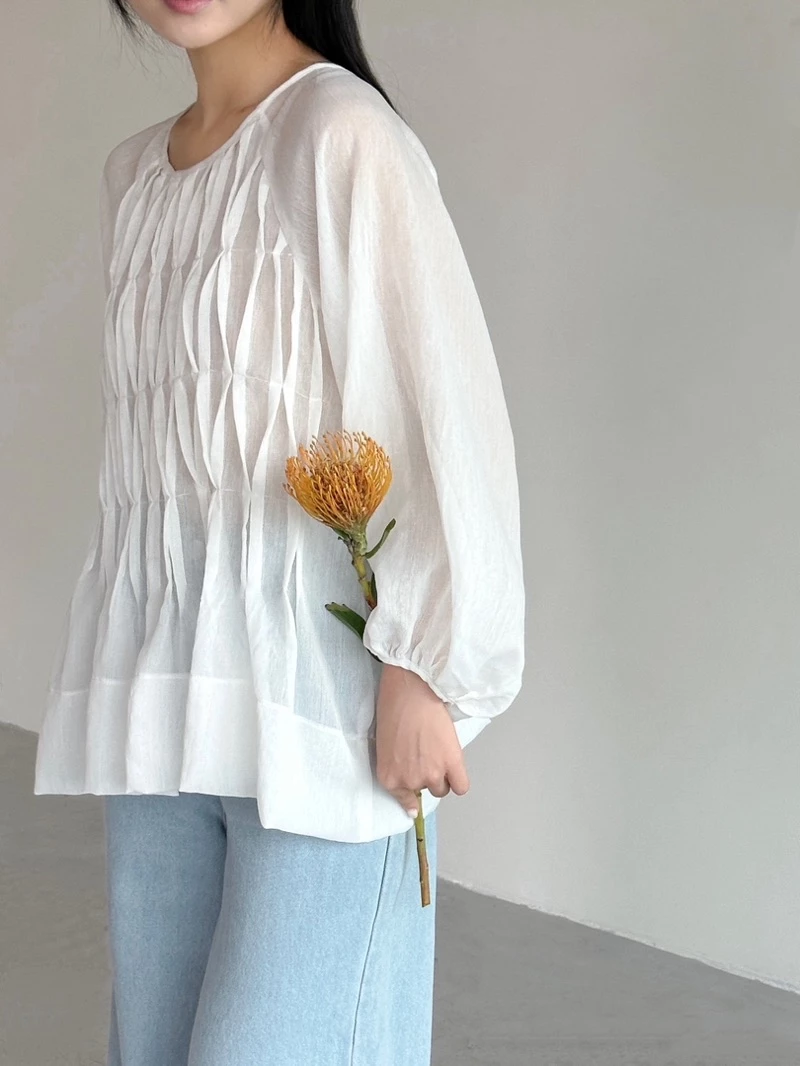 Áo babydoll xếp gợn sóng | 𝐒𝐎𝐌𝐒 | 𝐃𝐫𝐚𝐥𝐢𝐧 𝐓𝐨𝐩