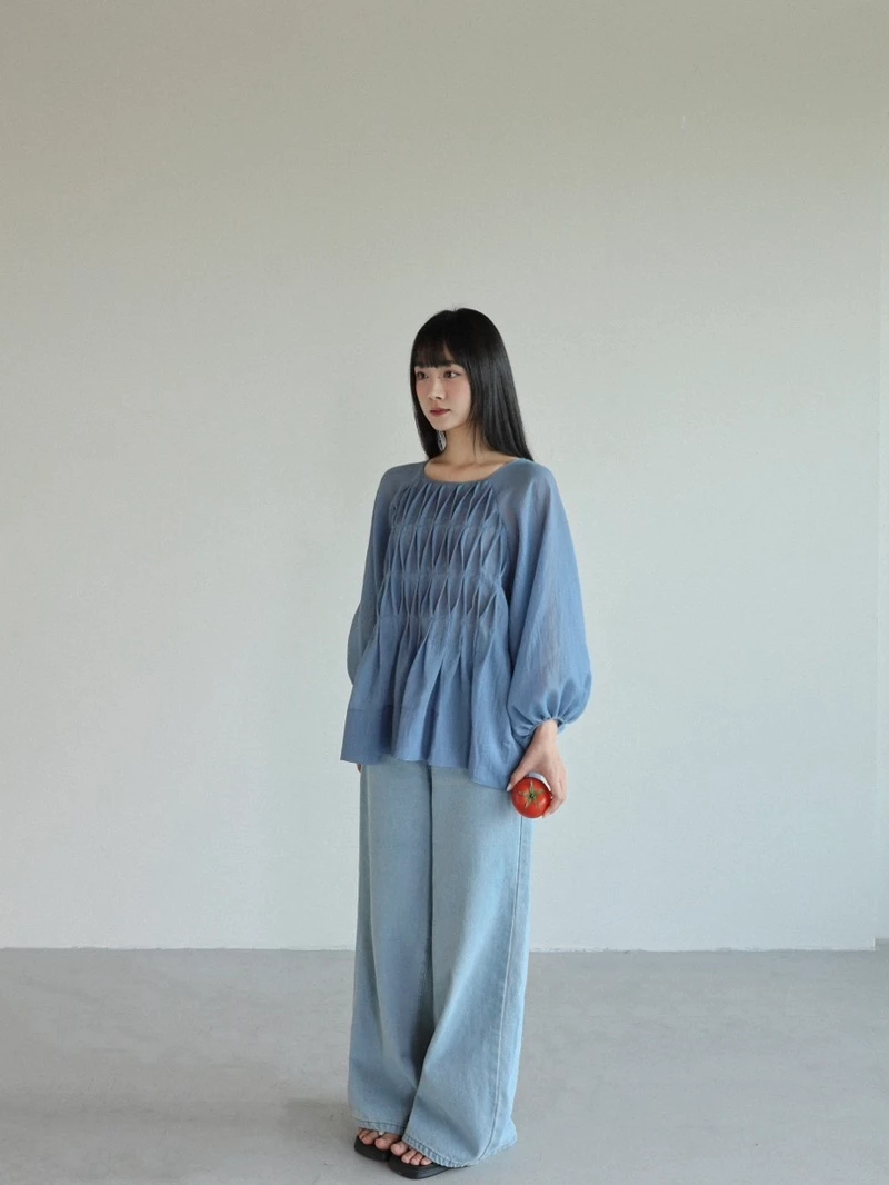 Áo babydoll xếp gợn sóng | 𝐒𝐎𝐌𝐒 | 𝐃𝐫𝐚𝐥𝐢𝐧 𝐓𝐨𝐩