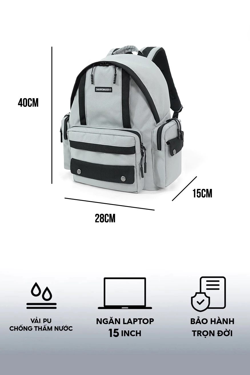 Balo Đi Học Đi Làm SAIGONSWAGGER® Chất liệu chống thấm trượt nước SGS UNIVERSE BACKPACK ngăn chống sốc laptop 15inch