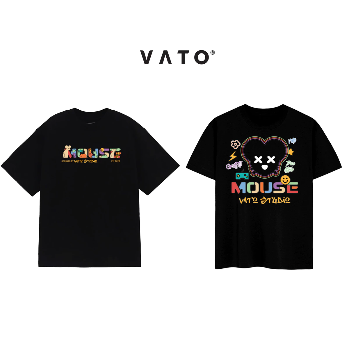 Áo thun Vato Mouse Color - Áo local brand, áo phông unisex cotton co giãn 2 chiều dáng suông, form rộng