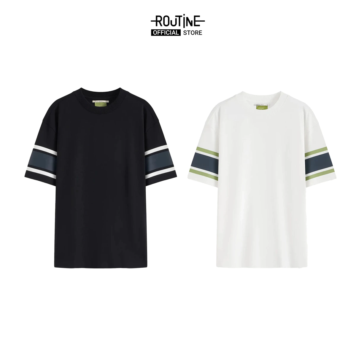 Áo Thun Tay Ngắn Vải S.Café Phối Sọc Tay Form Loose - Routine 10S25TSS007
