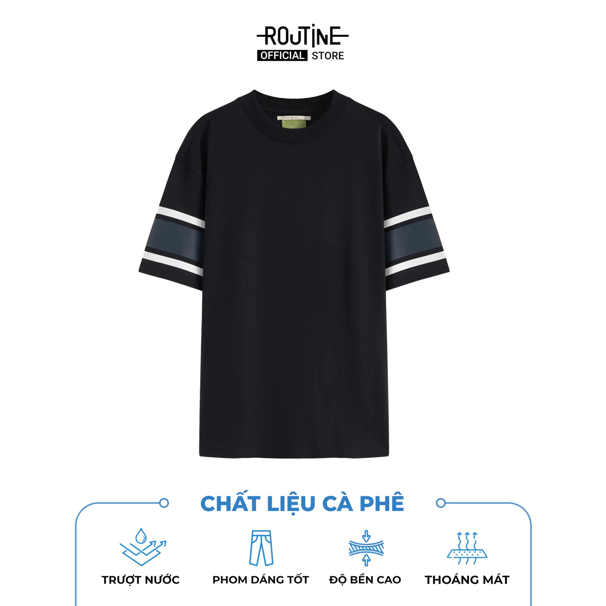 Áo Thun Tay Ngắn Vải S.Café Phối Sọc Tay Form Loose - Routine 10S25TSS007