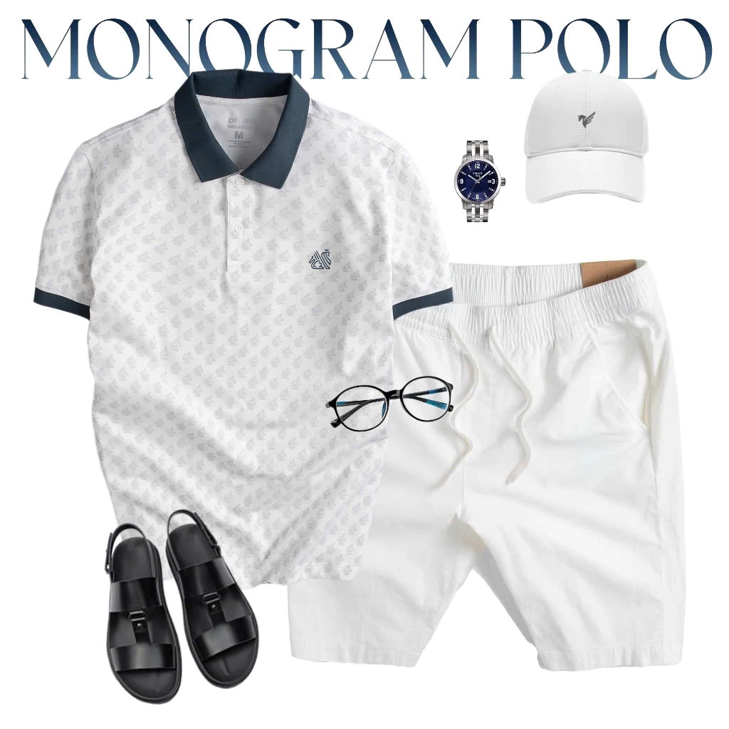 Áo polo nam TORANO MONOGRAM POLO in tràn họa tiết, chất thoáng khí, thoải mái, thanh lịch, sang trọng GSTP051