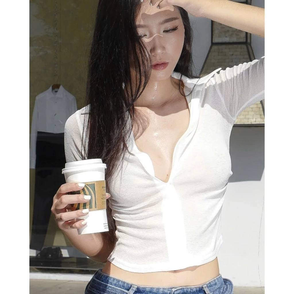 Áo Thun Trễ Ngực Vải Paper Cotton Màu Trắng 67 PERCENT - 67% Form Body Cho Nữ - WHITE LOW NECKED TOP