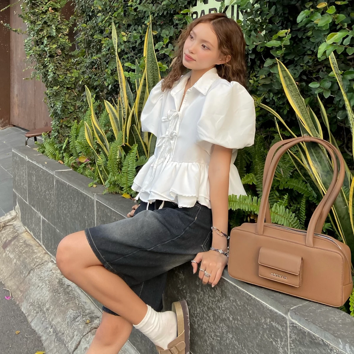 Áo Babydoll form Sơ mi tay bồng bềnh FFCLUB